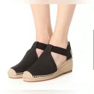 Tory Burch Women's Black Catalina Espadrille Wedge Sandal size 9M